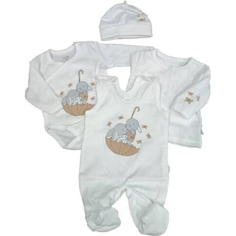 Koala Baby Bekleidungsset für Neugeborene – 4-teilig - 11-168 - UMBRELLA - ECRU -  Größe 56