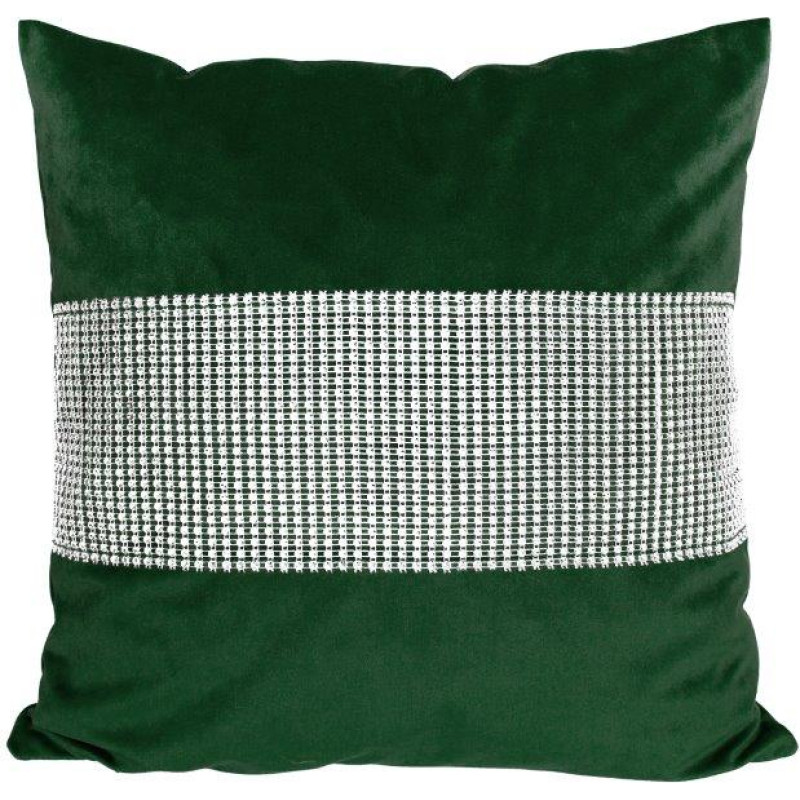 CUSHION COVER 40X40CM RHINESTONES P4040/CYR/ZIE VELVET GREEN