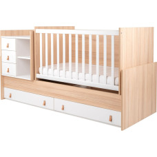 KIKKABOO Multifunktionales Babybett Lorena Wood