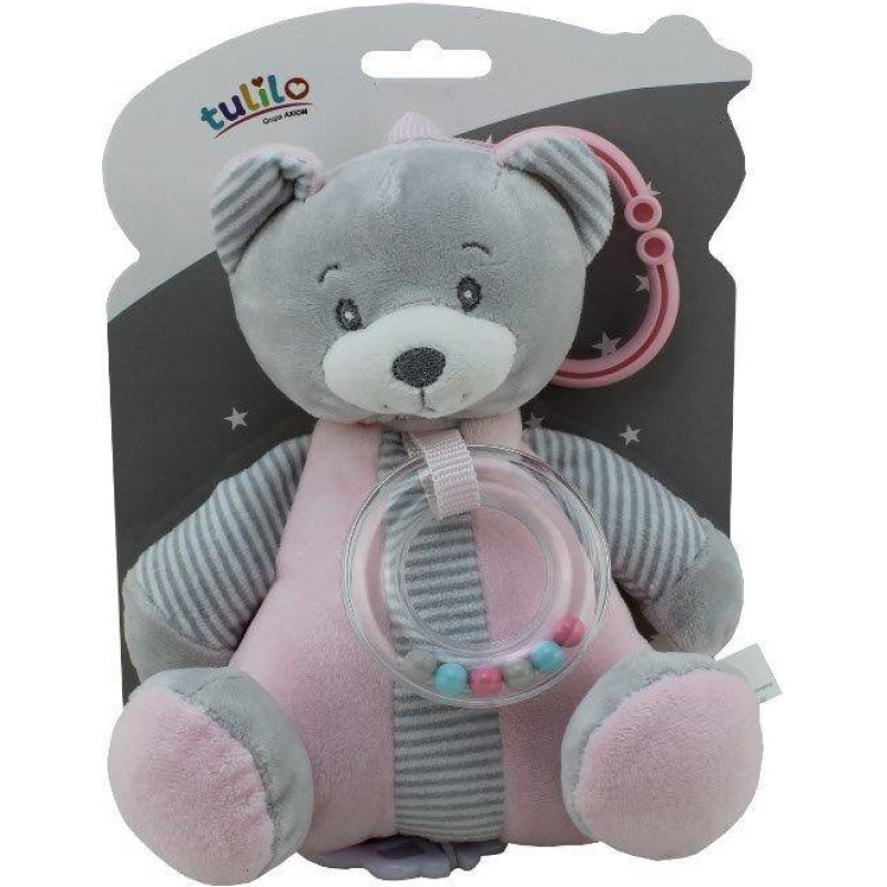 91092 Spieluhr Bär, rosa, 18 cm