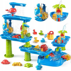 Woopie Ogromny Aquapark Stolik Wodny 6w1 Piaskownica Wodospad Tor Wodny 6-poziomowy Modułowy