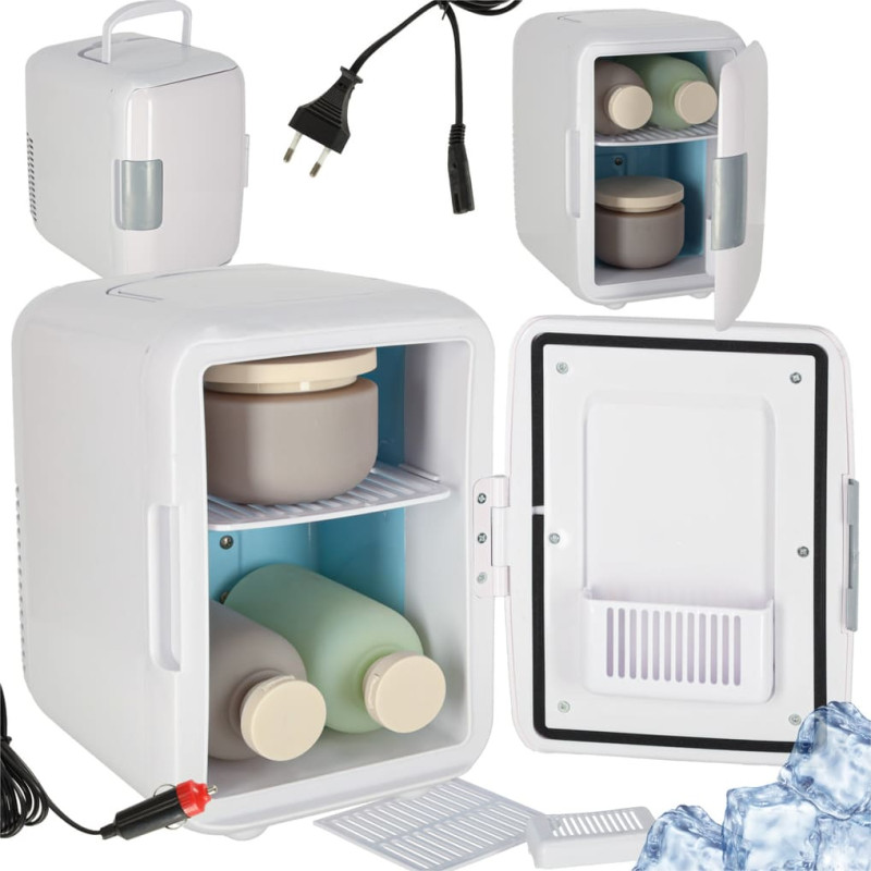 Elektrischer Mini-Reisekühlschrank fürs Auto zum Erwärmen und Kühlen von Lebensmitteln und Kosmetika, 2-in-1, 4L, weiß
