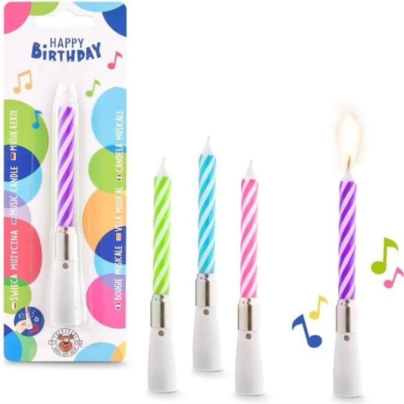 Trendhaus Birthday Fun - Candle with &lsquo;Happy Birthday&rsquo; song (1 pc., 4 designs)