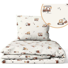 Ankras Cover set -  2 pcs - 135x100, 40x60 - EXCAVATORS - BEIGE