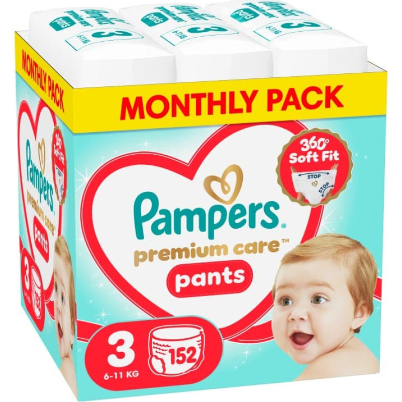 Pampers Pants autiņbiksītes, 3. izmērs, 6-11kg, 152gab. - 80894764