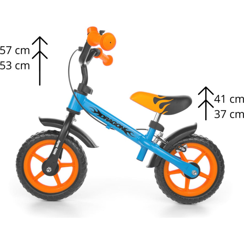 MILLY MALLY DRAGON walking/balance bike with brakes orange/blue