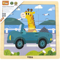 Viga 44629 Puzzle na podkładce 9 elementów - auto