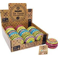 Svoora - Tin Yo-Yo with Free Spin - Funky Party (Full display with 12 pcs, 4 designs)