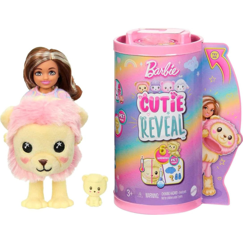 Barbie® Cutie Reveal Nunnu T-särgiga Chelsea nukk lõvi