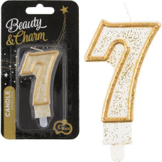 Zahlenkerze „7” mit goldenem Rand