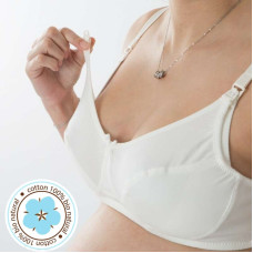 La Bebe ™ Lingerie Basic Bio Cotton Art.16058 White (Milk) grūtnieču/barošanas krūšturis ar mīksto atpogājamu bļodiņu un stabilu krūšu atbalstu