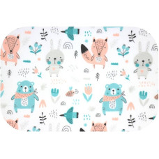 Ega Kids Diaper - 20269  - FLANNEL PRINT - EGA - ZWIERZĘTA LEŚNE - TURKUS /BEIGIE- size 70x80 cm