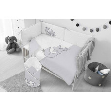 Belisima Baby Bedding set - 5 parts - 120/90/180 - MAGICZNE GWIAZDKI - GREY