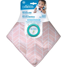 Dr.browns AC127 Bandana Bib w/ Teether, 1-Pack, Herringbone (Pink with Turquoise Teether)