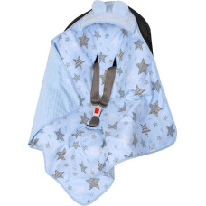 Duet Baby Blanket with hood -  599 - SWADDING TO CAR SEAT - size 80x80 - BLUE