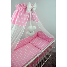 Ankras Bedding set - 6  parts - 120/90/360 - KROPKI - PINK ***