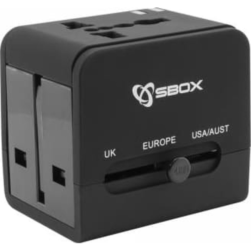 Sbox TA-23 Universal Travel Adapter with Dual USB Charger