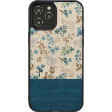 Man&Wood case for iPhone 12/12 Pro blue flower black