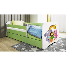 Kocot Kids Bed babydreams green zoo with drawer with mattress 140/70