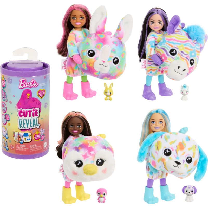 Barbie Chelsea Cutie Reveal vikerkaarekostüümidega nukud