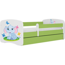 Kocot Kids Bed babydreams green baby elephant with drawer with mattress 160/80