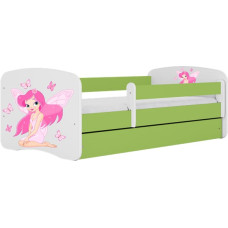 Kocot Kids Bed babydreams green fairy with butterflies without drawer with mattress 180/80