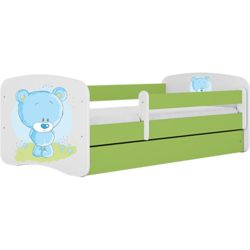 Kocot Kids Bed babydreams green blue teddybear with drawer with mattress 140/70