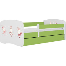 Kocot Kids Bed babydreams green bunnies with butterflies with drawer with mattress 140/70