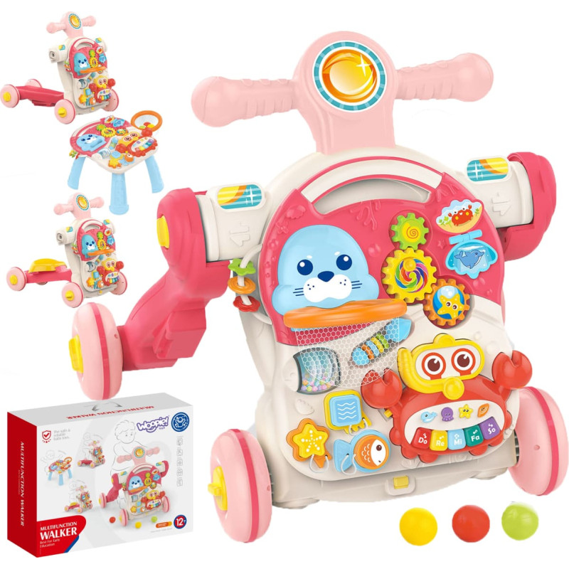 Woopie BABY 4-in-1 Lauflernhilfe, Schiebehilfe, Lerntisch, Roller und Rutschfahrzeug