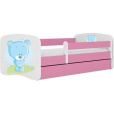 Kocot Kids Bed babydreams pink blue teddybear with drawer with mattress 140/70