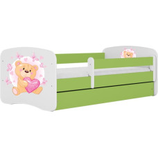 Kocot Kids Bed babydreams green teddybear butterflies without drawer with mattress 140/70