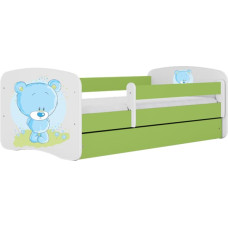 Kocot Kids Bed babydreams green blue teddybear with drawer with mattress 180/80