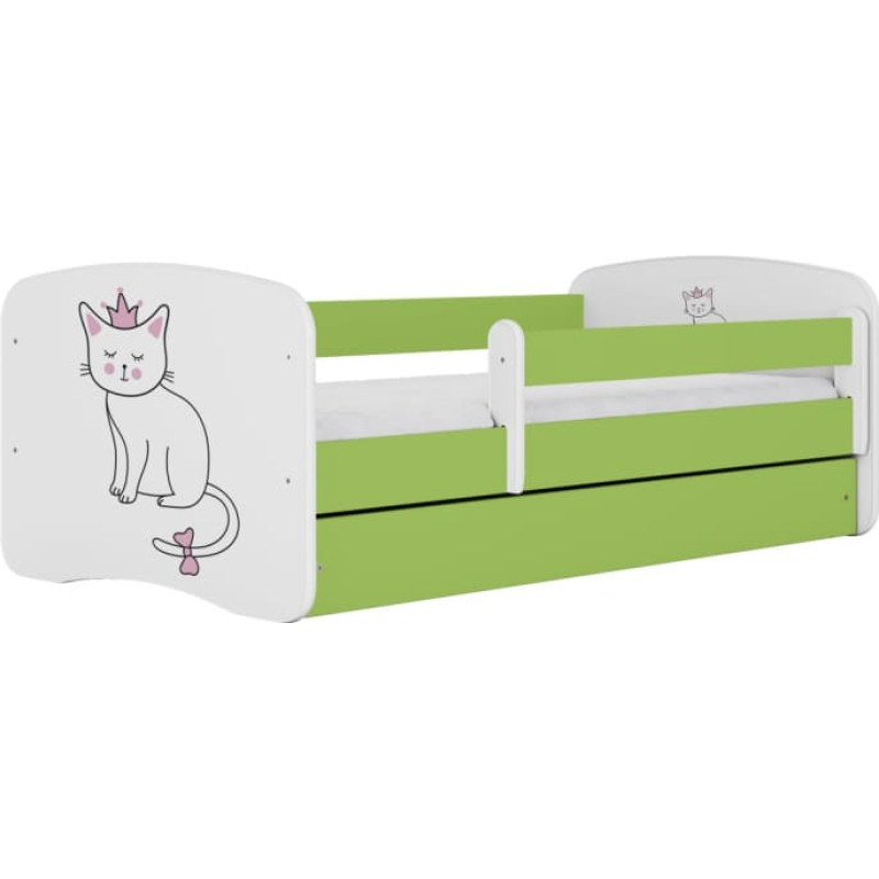 Kocot Kids Bed babydreams green cat with drawer with mattress 180/80