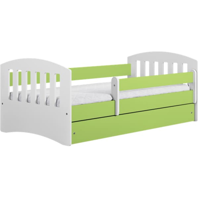 Kocot Kids Bed classic 1 green with drawer with mattress 180/80