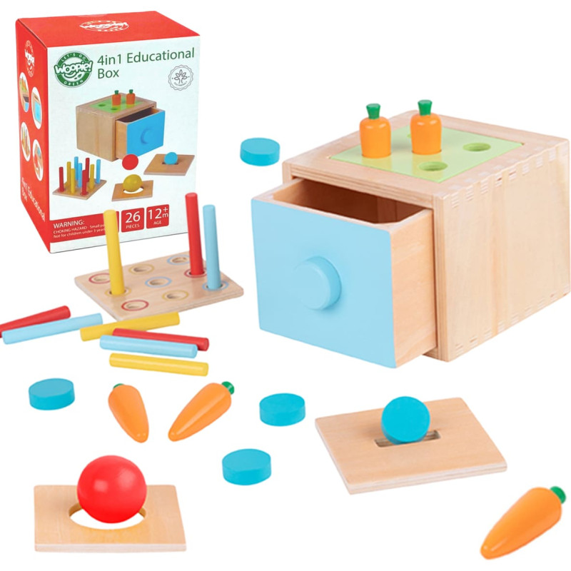 Woopie GREEN Drewniana Szuflada Edukacyjna Sorter Montessori