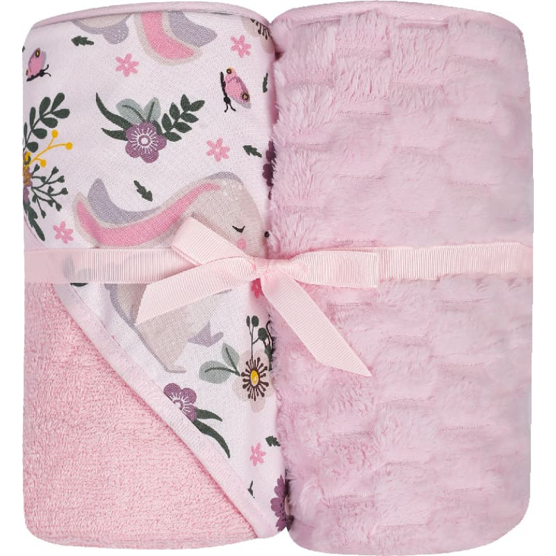 Duet Baby Set - Bathing cover  + blanket - 547 - size 100x100 / 80x90 - PINK