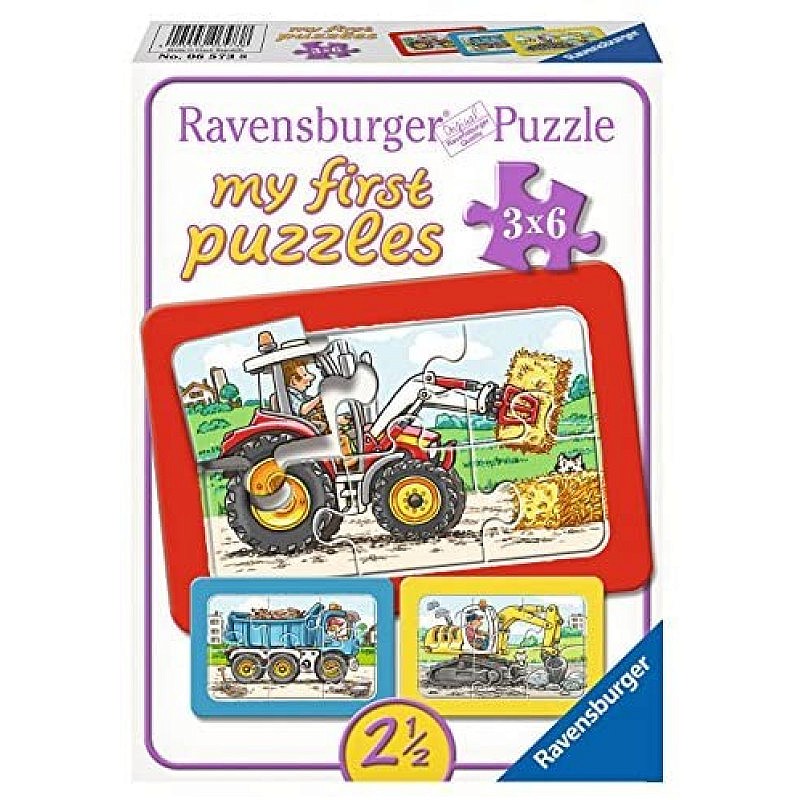RAVENSBURGER My first puzzle 3x6 Excavator, Tractor and Dump Truck R 06573