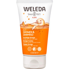 Weleda Duschgel und Shampoo für Kinder, saftige Orange, 150 ml.