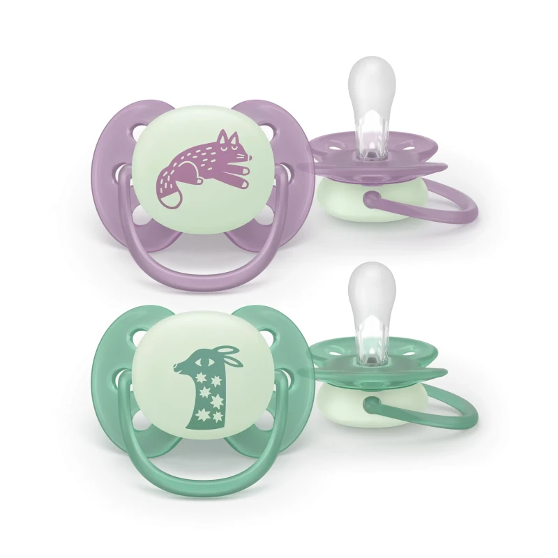 Philips Avent AVENT SCF094/04 Beruhigungssauger Soother Soft 6–18 Monate, Night & Day, Fuchs/Giraffe