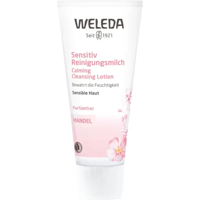 Weleda Reinigungsmilch fürs Gesicht, für empfindliche Haut, Mandel, 75 ml